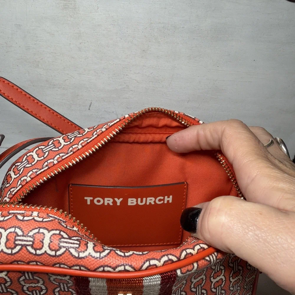 Tory Burch Gemini Link in Canyon Orange Crossbody Bag EUC